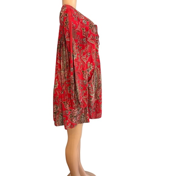 Free People Red Rain or Shine Printed Dress in Poppy Combo - Picture 6 of 9